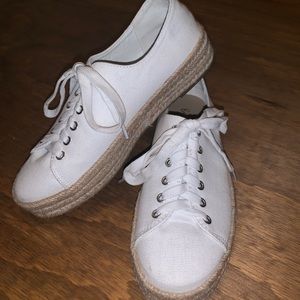 Canvas Sneaker with Jute-Trimmed Sole-White